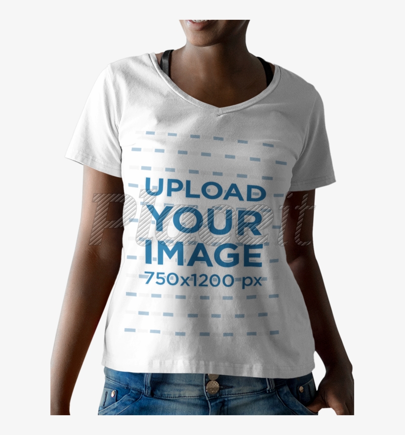 1000 X - Black Woman Mockup Shirt, transparent png