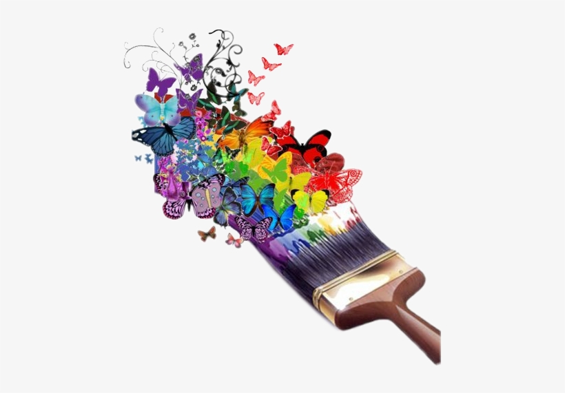 Rainbow Flowing Butterfly Paint, transparent png