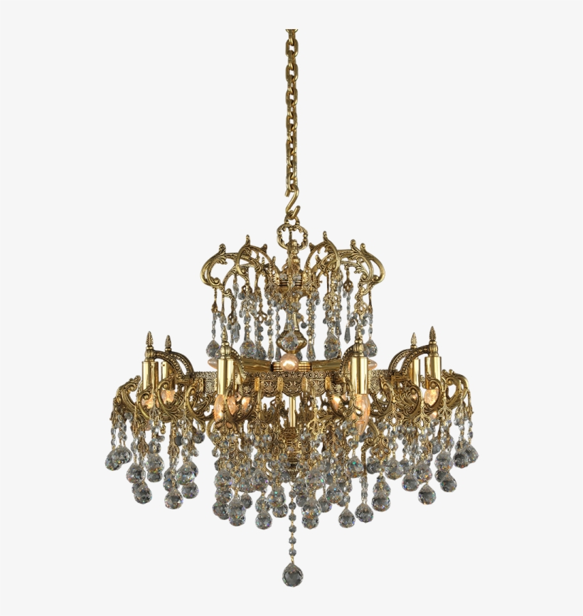 Royal Brass Chandelier Png, transparent png