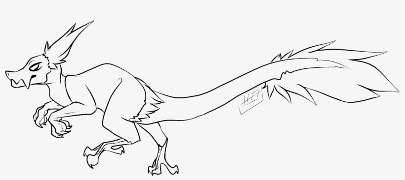 Macaroni Raptor Lineart • - Free To Use Furry Lineart, transparent png
