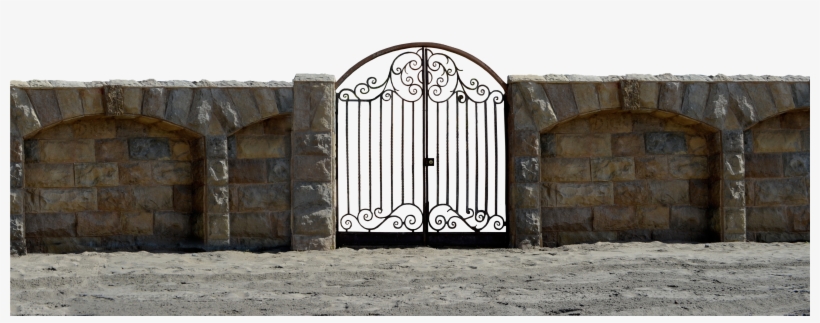 Iron Stone Gate At Beach Png Stock Photo - Wall And Gate Png, transparent png