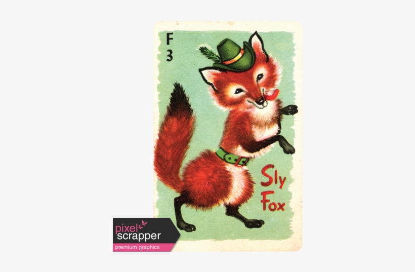 Woodland Winter Fox Card Graphic Janet Scott Pixel - Vintage Animal Info Cards, transparent png