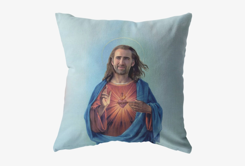 Nicolas Cage As Jesus Throw Pillow - Wece Jesus Blessing Christian Theme Soft Fleece Blankets, transparent png