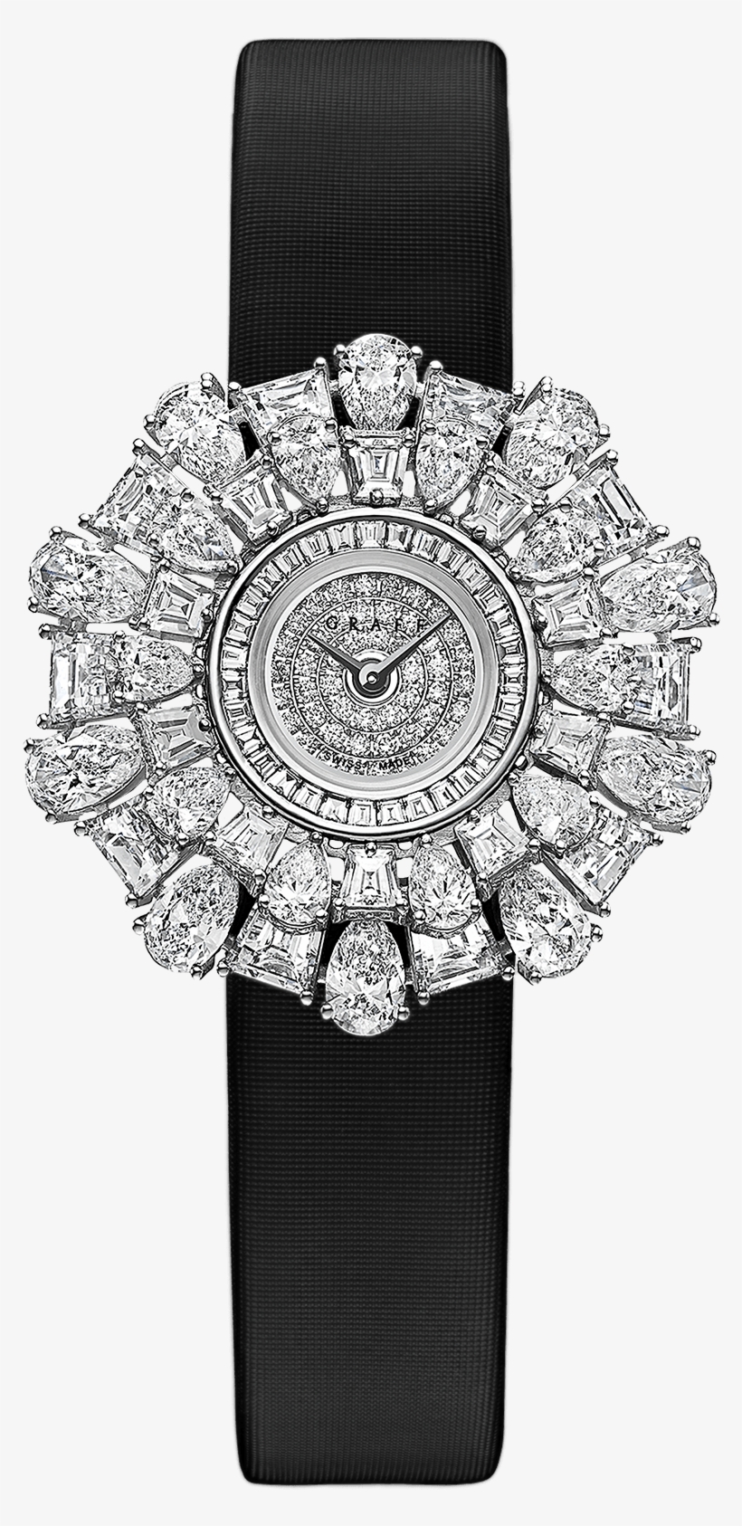 A Ladies' Diamond Watch Bearing A Sunburst Motif - Diamond Watch Black Ladies, transparent png