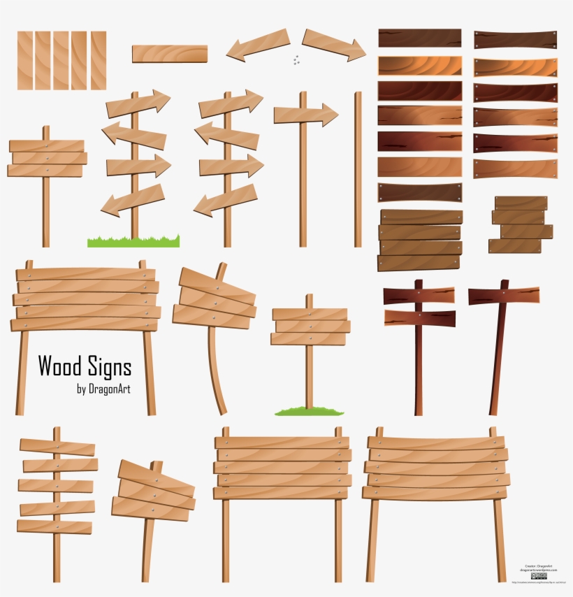 Com Free Vector Wood Signs Vector Set - Wooden Road Sign Vector, transparent png