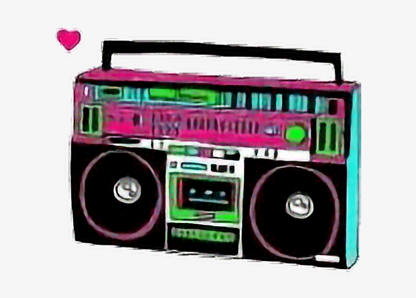 Neon Retro Boombox Vintage Stereo Freetoedit - Retro Boombox Png - 604x508  PNG Download - PNGkit