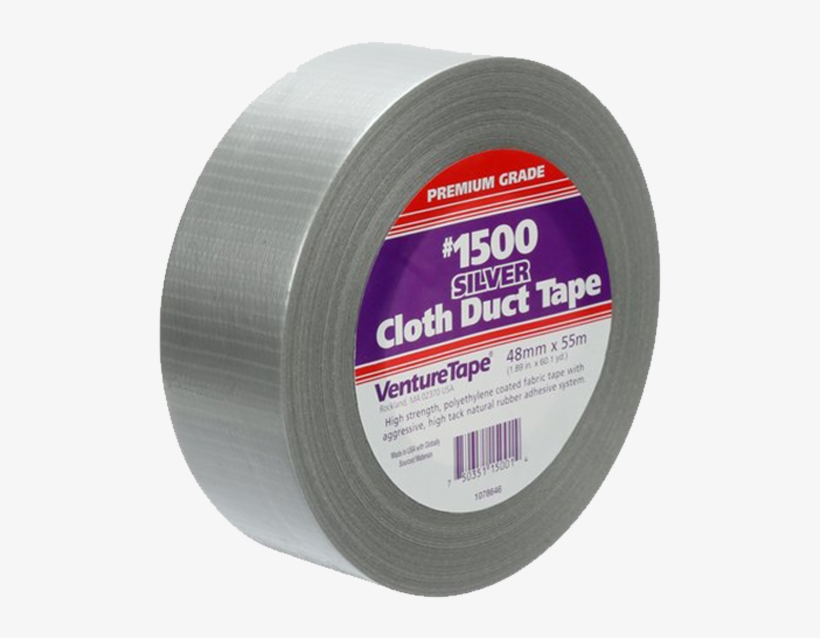 Professional Grade Cloth Duct Tape, Silver - 3m? Venture Tape? Cloth Duct Tape 1500 Silver, 3 In, transparent png