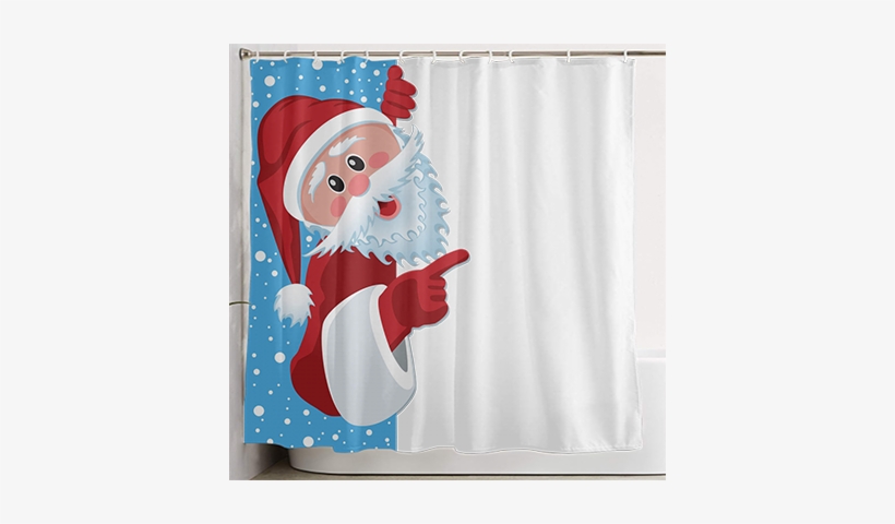 Professional Custom Shower Curtain/bath Mat - Christmas Shower Curtain Fabric Santa Claus Holiday, transparent png