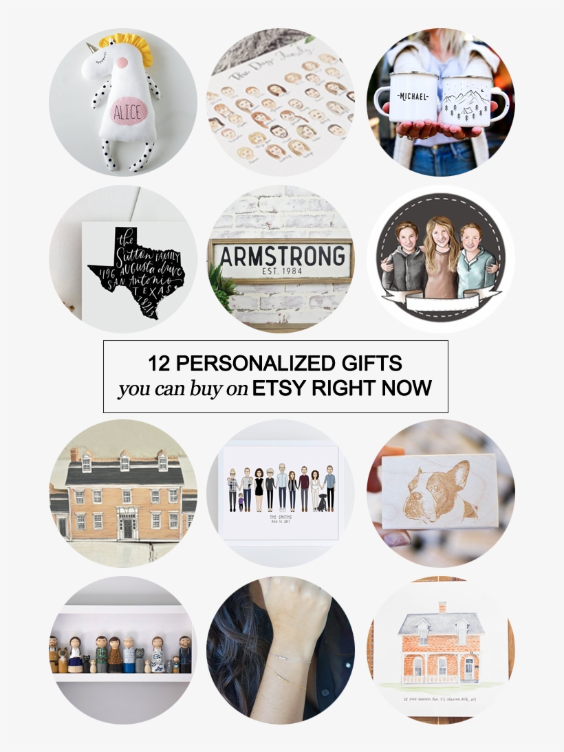 12 Personalized Gifts You Can Buy On Etsy Right Now - Collage, transparent png