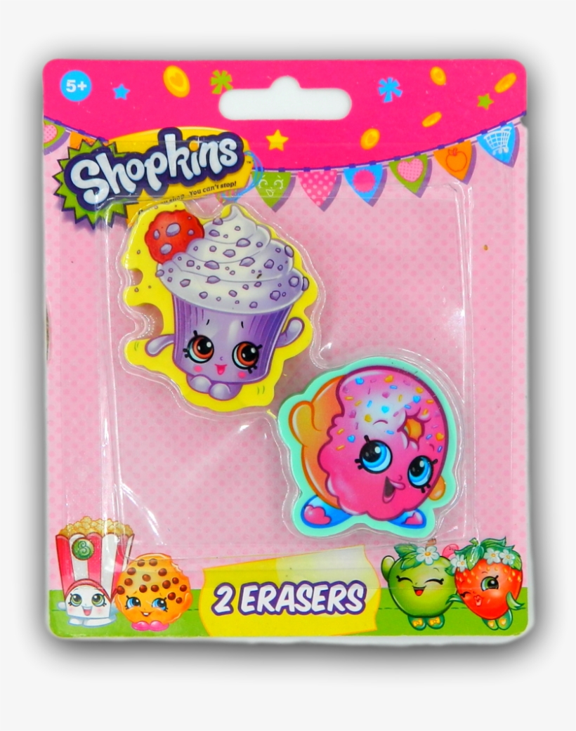 Shopkins 2 Erasers Pack - Shopkins 2 Erasers Pack - Cupcake & Donut, transparent png
