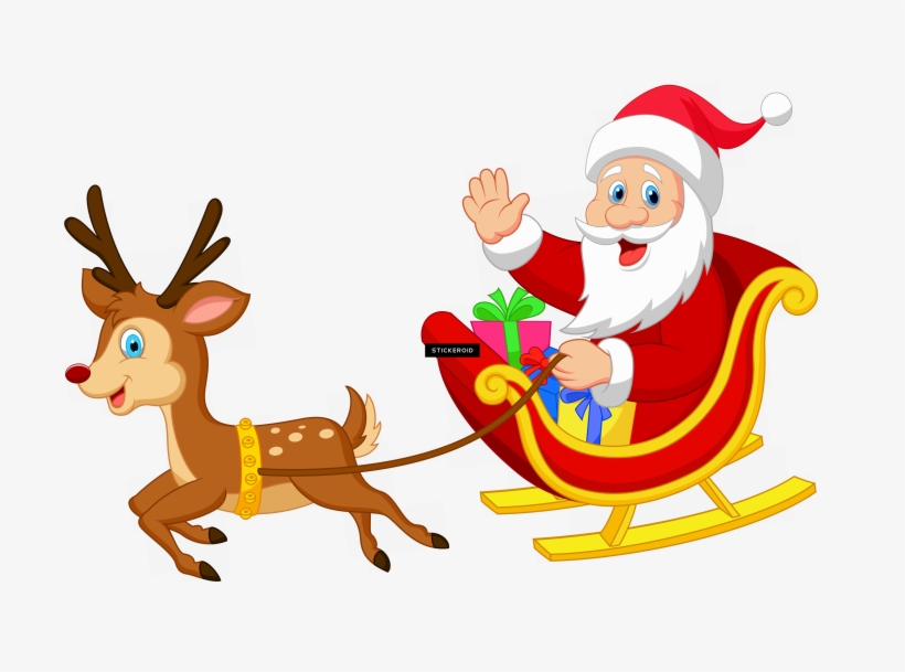 Santa Sleigh Holidays - Santa And Rudolph Sleigh, transparent png