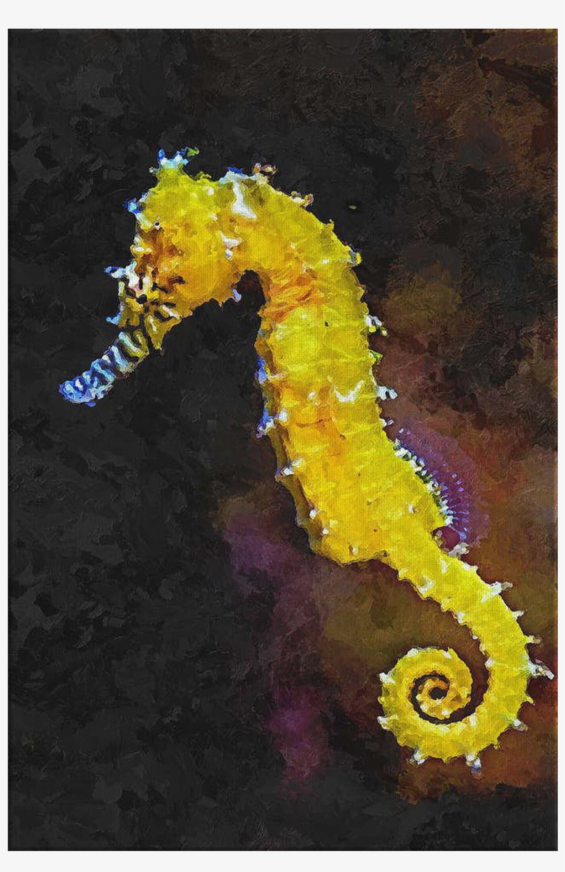 Limited Edition Seahorse Palette Knife Painting Print - Yellow Seahorse, transparent png
