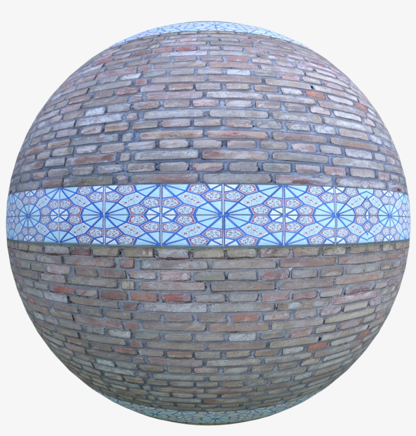 Seamless Brick Wall With Blue Ceramic - Brick, transparent png