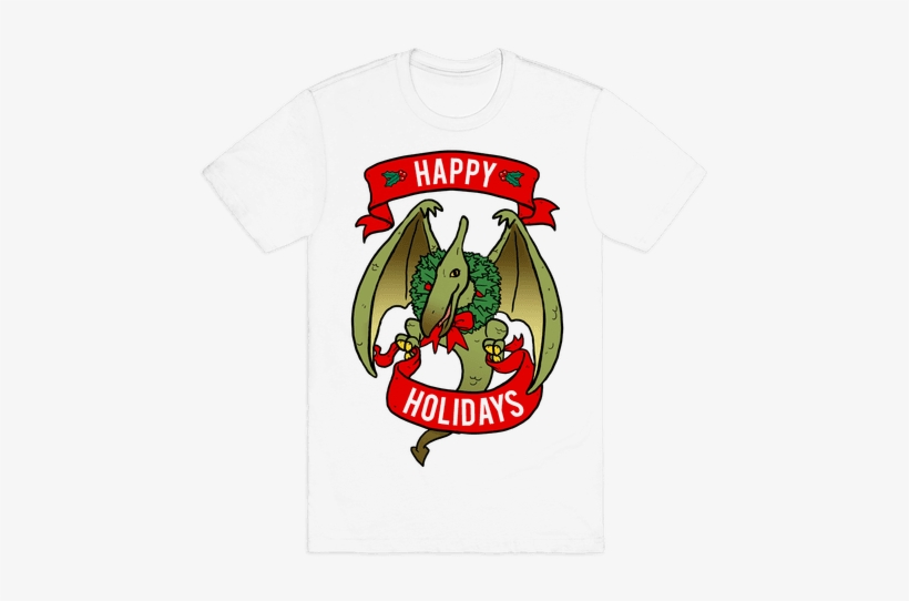 Christmas Pterodactyl Mens T-shirt - All I Want To Do Is Pet Cats And Listen To Metal, transparent png
