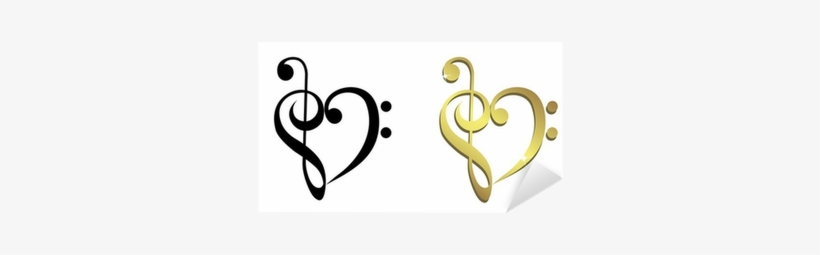 Heart Formed Of Treble Clef And Bass Clef Sticker • - Treble Clef Bass Clef Heart, transparent png