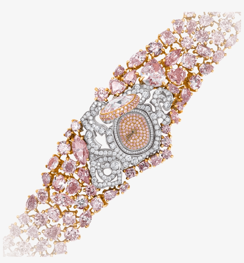 12 14 738 Fancy Cut Pink Diamond Watch 2 Angle Copy - Xinfangxiu Rose Gold Small Rhinestone Bridal Applique, transparent png