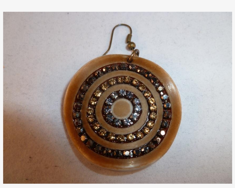Leather Look Acrylic With Circle Crystal Design Earring - Locket, transparent png