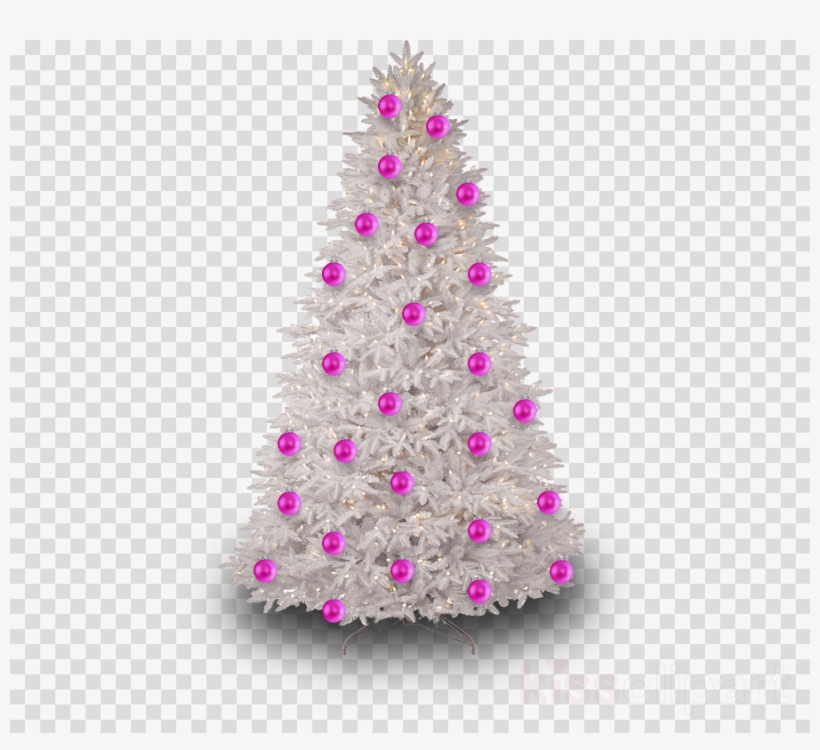 Pink Christmas Tree Png Clipart Santa Claus Christmas - White Tree With Pink Ornaments, transparent png