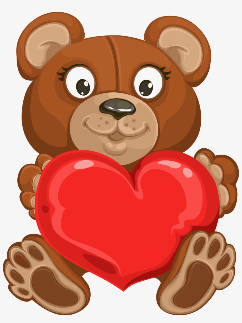 Valentine's Teddy With Heart Transparent Png Clip Art - Serduszko I Miś, transparent png