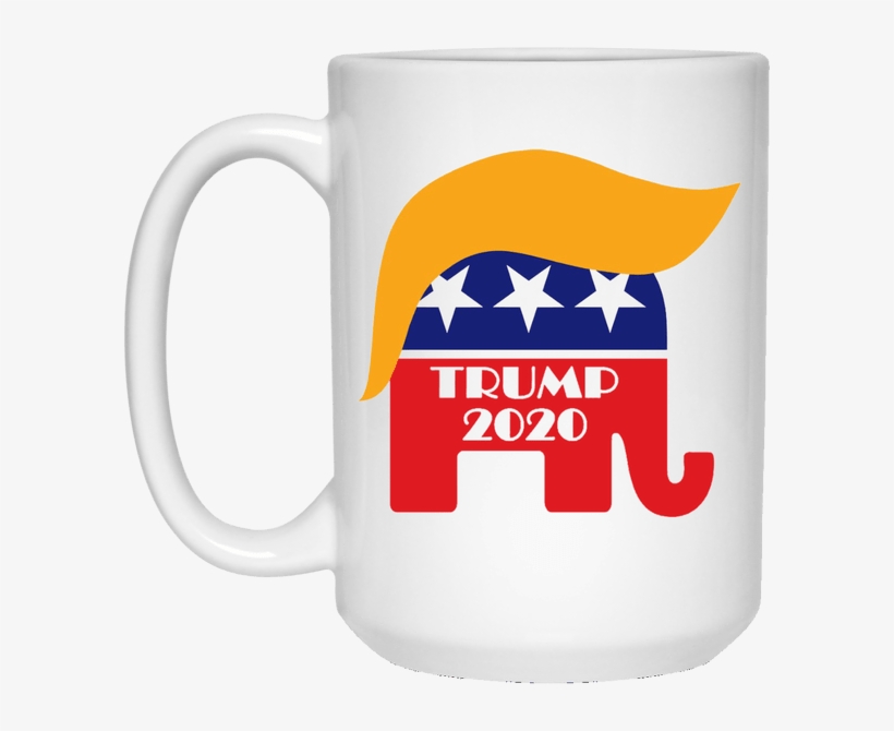 White Mug Re-elect President Trump 2020 Gop Elephant - Republican Elephant With Trump Hair, transparent png