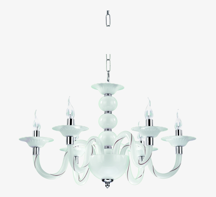 Radiant White Chandelier With Six Arms - Chandelier, transparent png