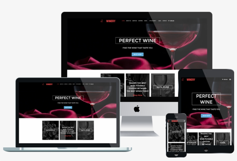 Responsive Design Supporting Mobile/tablet Devices - Wordpress Wine Theme, transparent png