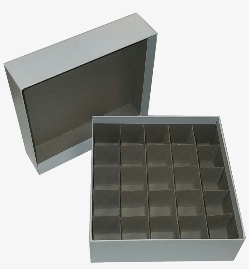 Standard White 2" Fiberboard Boxes With 25 Cell Dividers - Box, transparent png