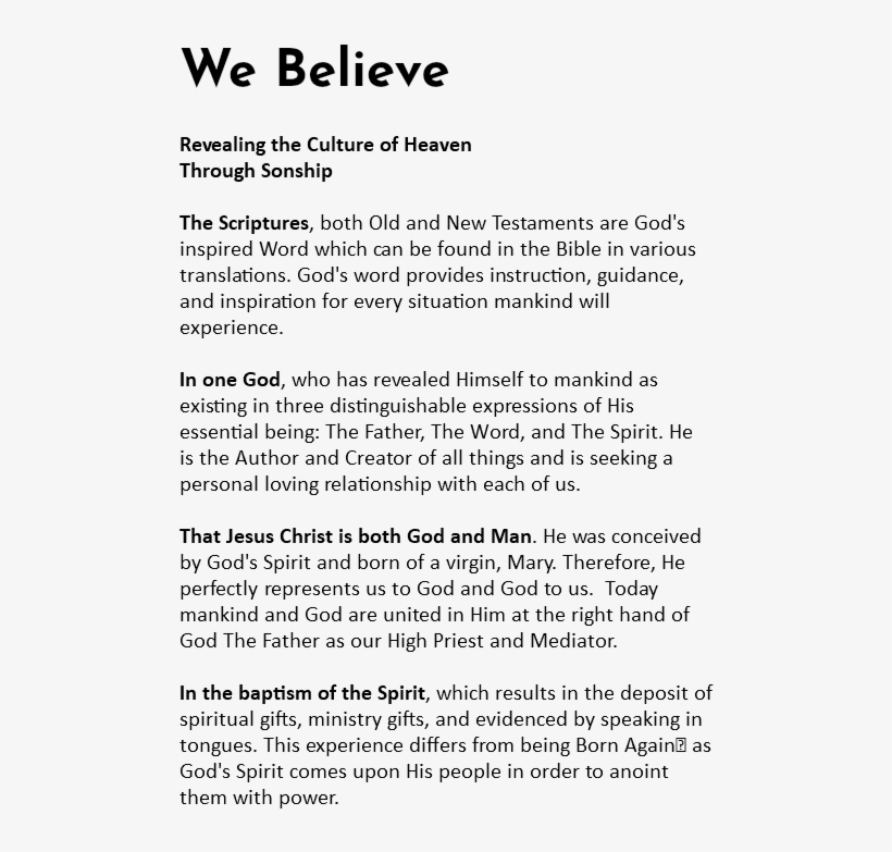 We Believe Revealing The Culture Of Heaven Through - Bible, transparent png