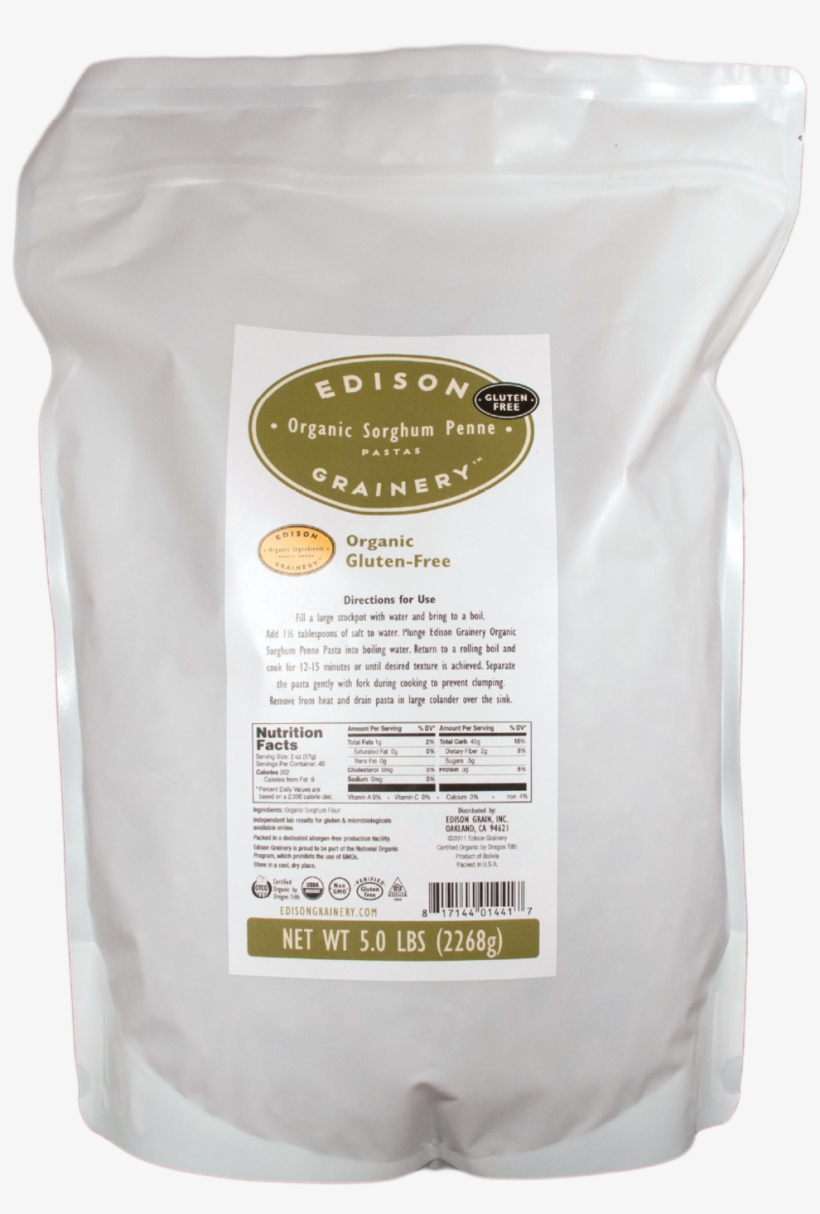 Pasta, Sorghum Penne, Gluten-free, Edison Grainery - Quinoa Fusilli | Organic | 4 Lb | Edison Grainery, transparent png