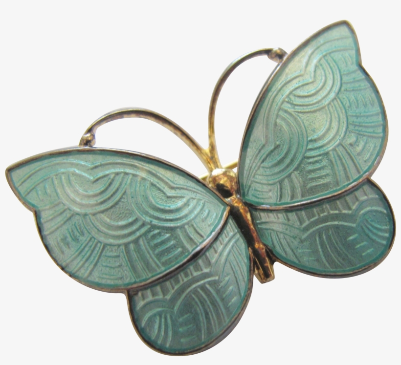 Vintage Jemax Denmark Sterling Blue Enamel Butterfly - Brooch, transparent png