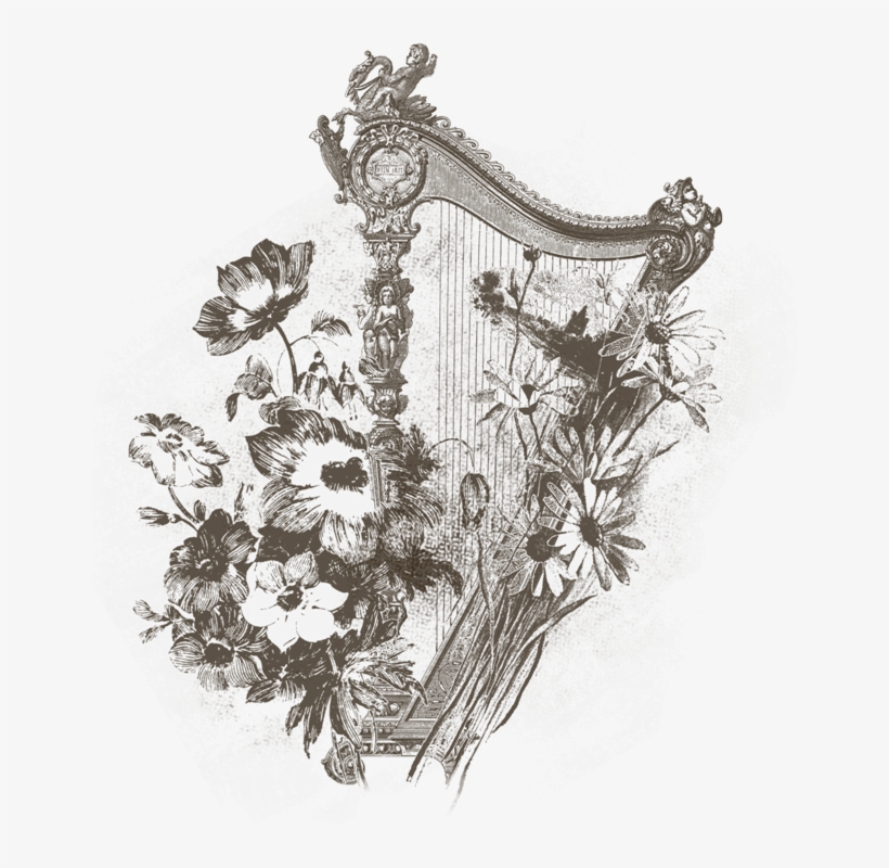 Seals, Stamps, Bookplate, Vintage- The Harp Is A Well - Lablanche Silicone Stamp 5.25-inch X 3-inch, Harp, transparent png