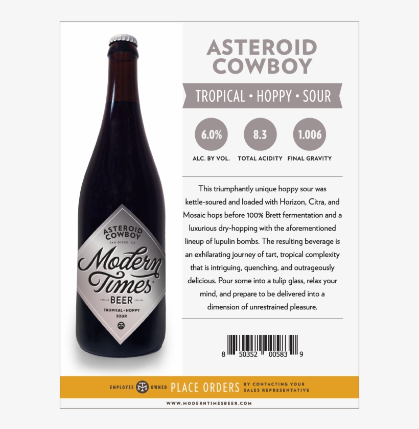 Asteroidcowboy-sellsheet - Modern Times Phalanx Ipa - 22 Fl Oz Bottle, transparent png