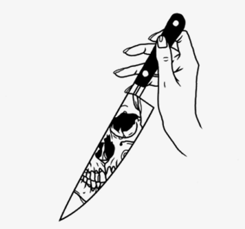 Knife Skullknife Skull Knife Tumblr Freetoedit - Tattoo Png, transparent png