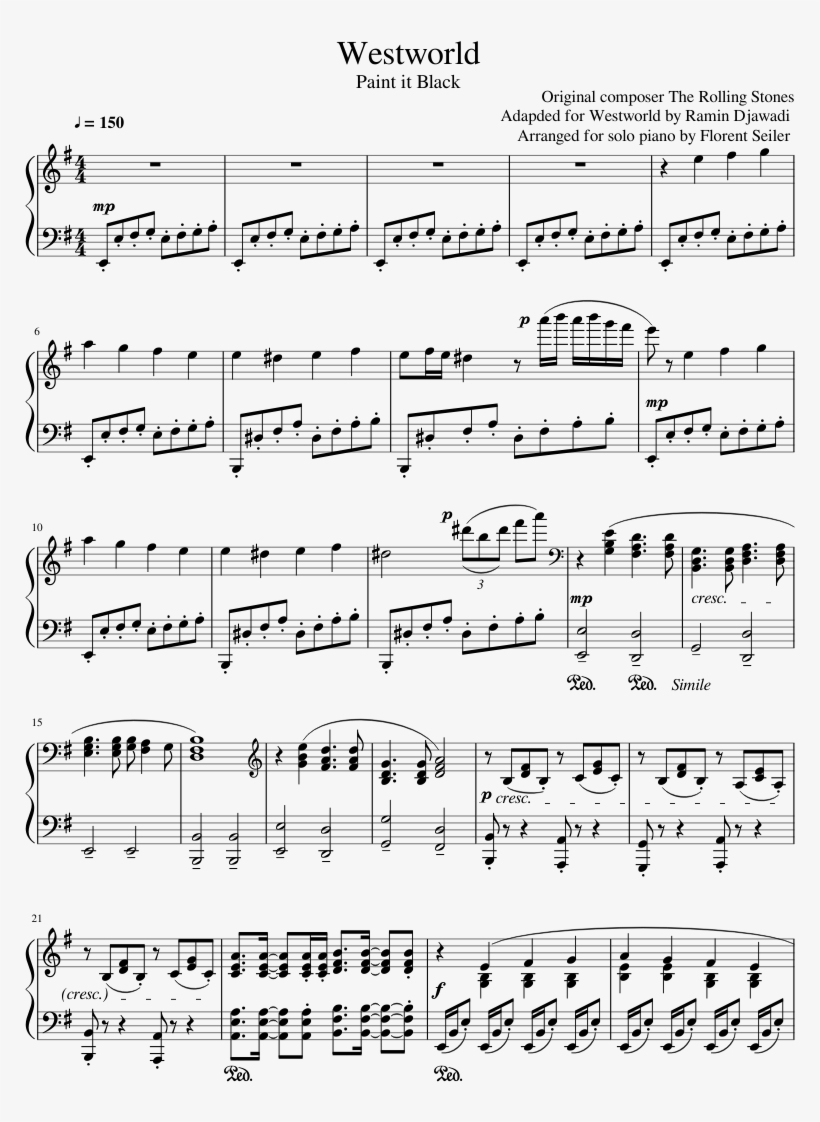 Podobny Obraz - Paint It Black Westworld Piano, transparent png