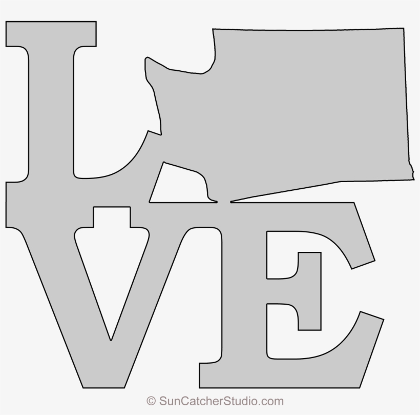 Washington Love Map Outline Scroll Saw Pattern Shape, transparent png