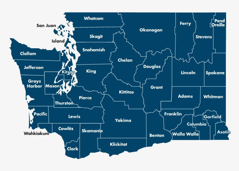 Map Of Washington Counties - United States Of America, transparent png