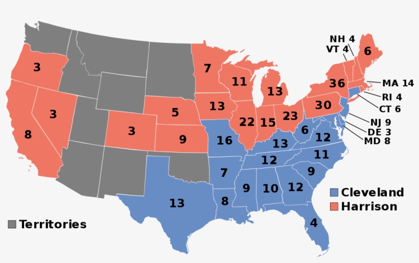 Electoral College Map 1888, transparent png
