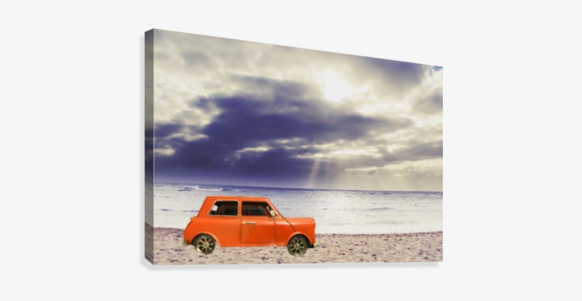 Orange Classic Car On The Sandy Beach With Beautiful - Beach, transparent png