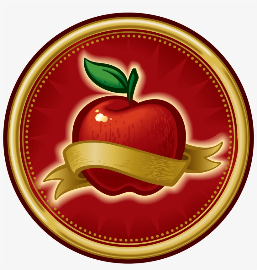 Red Apple Wrapped With A Golden Ribbon On A Red Circle - Apple Icon, transparent png