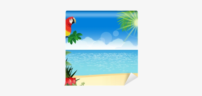 Macaw With Tropical Beach Background Wall Mural • Pixers® - Macaw, transparent png
