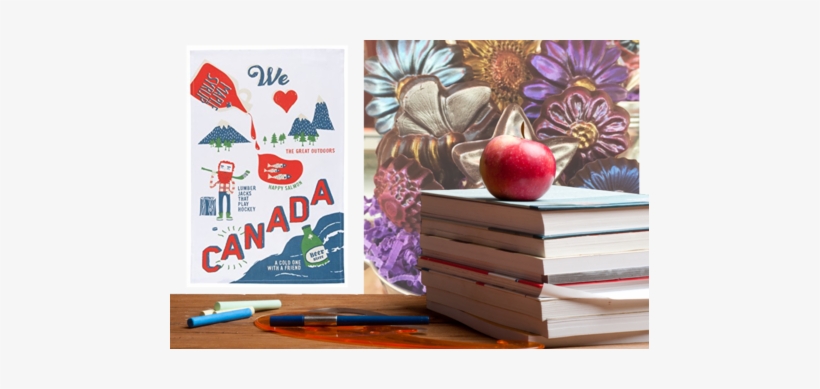 Apple For Teacher - Now Designs Dishtowel O Canada, transparent png