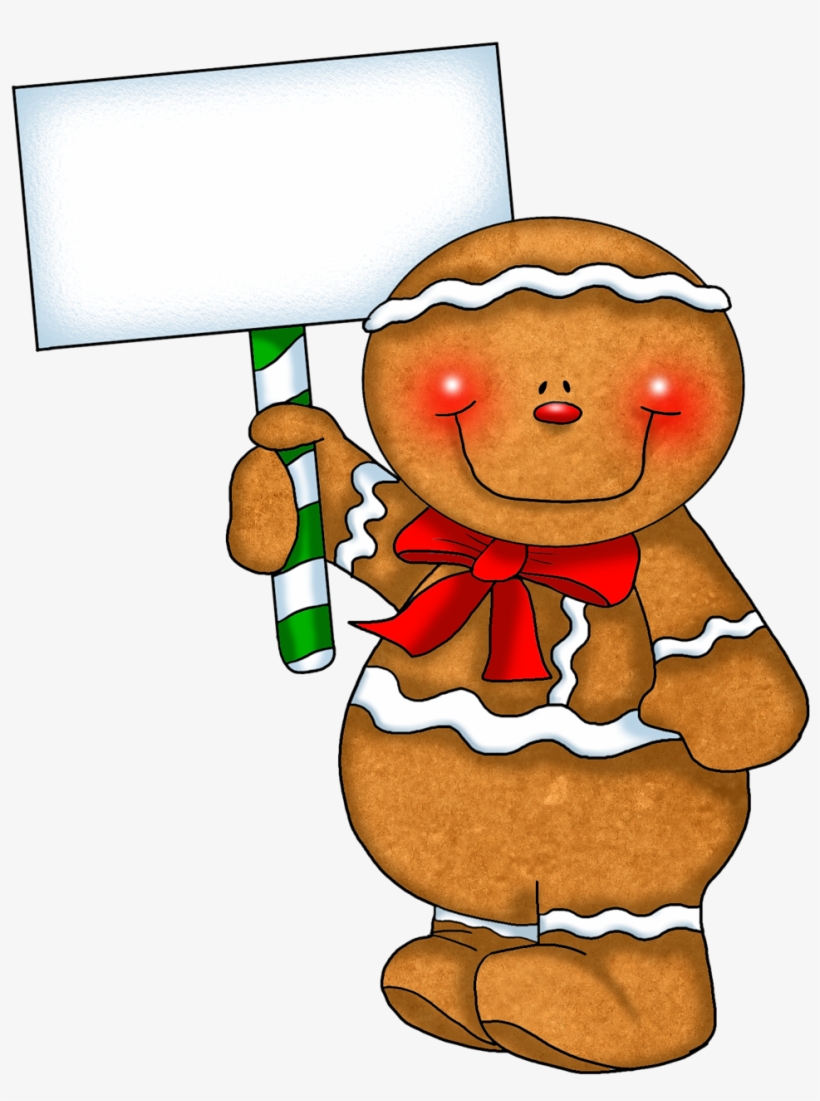 Free Gingerbread Man Clipart Pictures - Gingerbread Man With Sign, transparent png