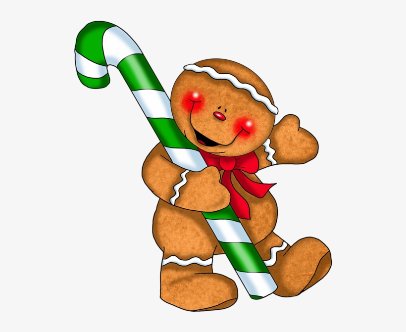 Christmas Gingerbread Man Clipart At Getdrawings - Gingerbread Man Holding A Candy Cane, transparent png