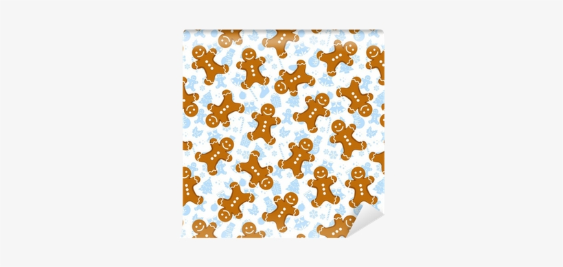 Seamless Pattern With Gingerbread Men And Christmas - Ginger Bread Man Christmas Paper, transparent png