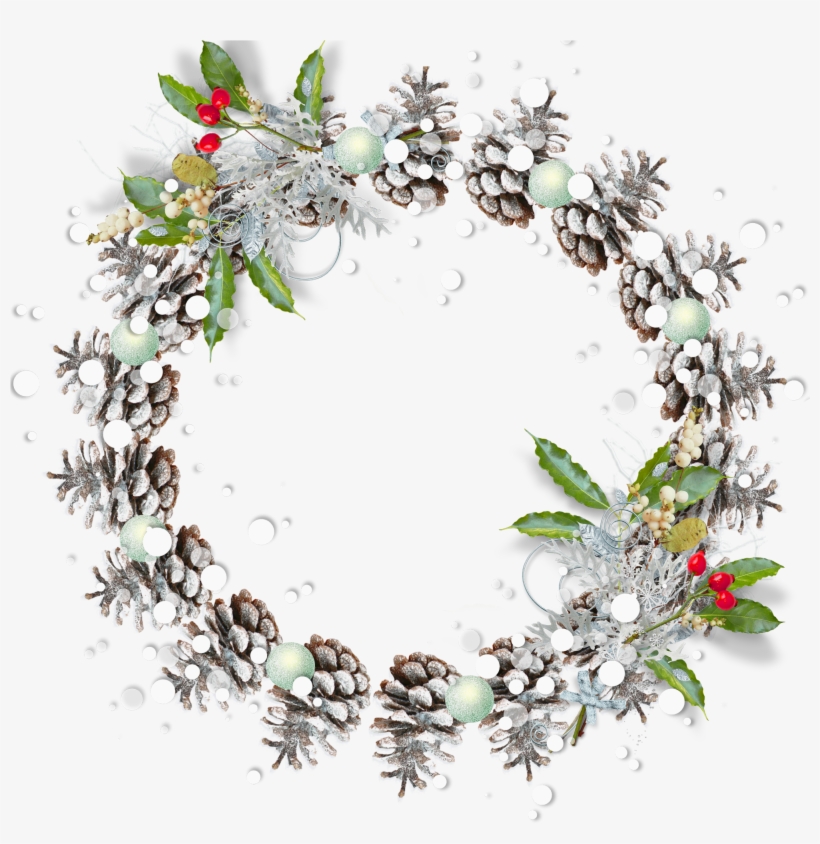 Round Snowy Pine Cone Transparent Png Christmas Photo - Round Christmas Frame Png, transparent png