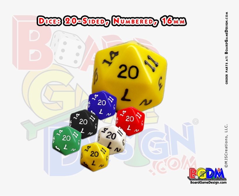 20 Sided Numbered Dice, D20 - Dice, transparent png