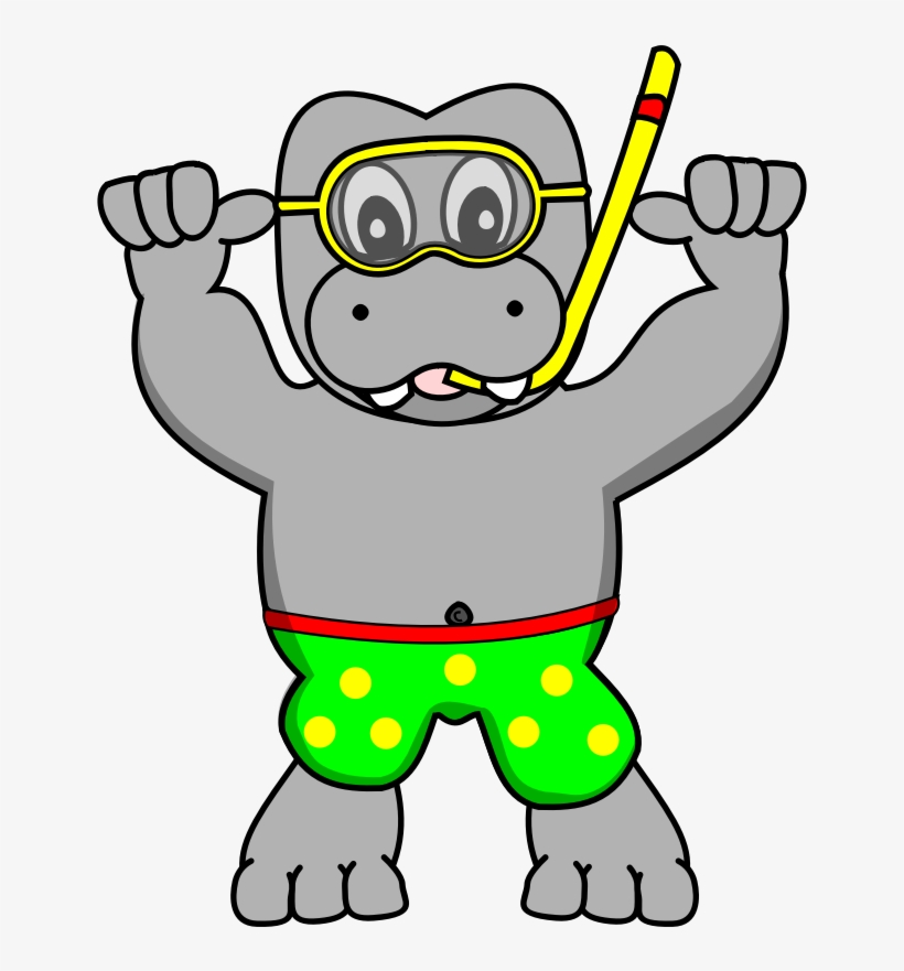 Clipart - Snorkelinghippo - Hippo Snorkeling, transparent png