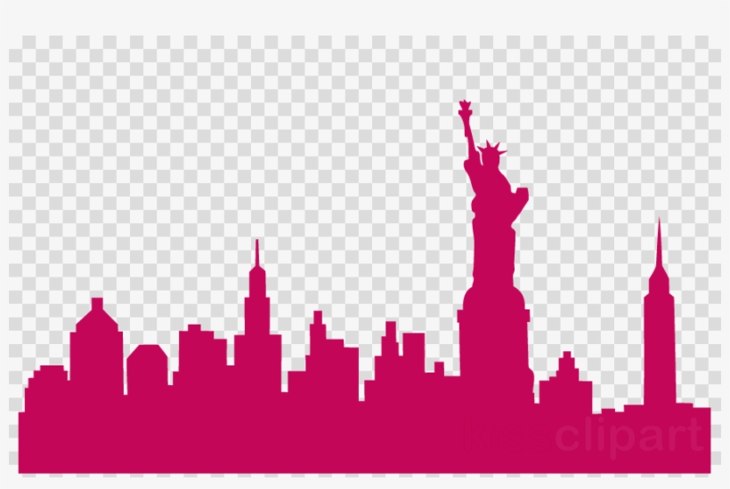 Download New York City Skyline Png Pink Clipart Manhattan - New York Skyline City Silhouette Vinyl Wall Art Decal, transparent png