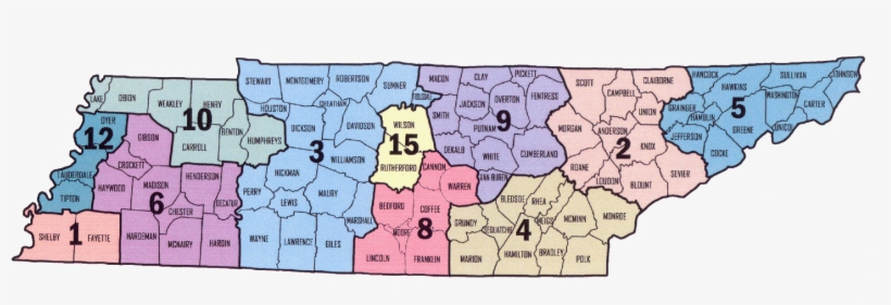 Tna District Map Color Transparent Background For Web - Tennessee Districts, transparent png