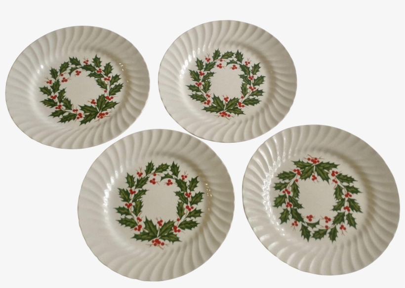 Scio Holly Berry Wreath / Ring Center Scalloped Dinner - Taylor Smith Taylor Holiday Wreath 4 Salad Plates, transparent png